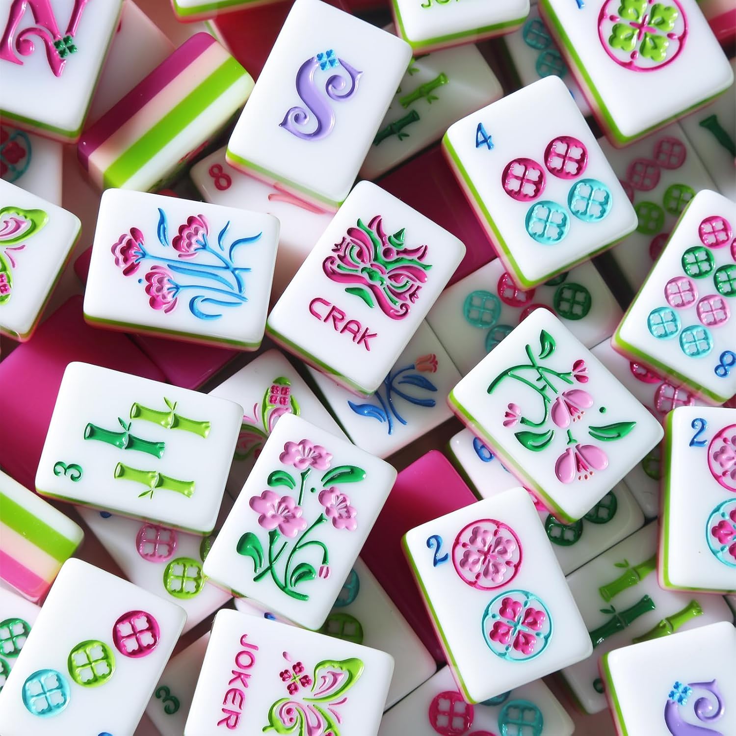 American Mahjong Tile Set, 160 Rose Pink 4-Layer Mahjong Game Set with 4 Dice with Pouch, Gift-Ready Storage Box, Mahjong Tile Set American, Mahjong Set American, Mahjong Tiles, Mahjong