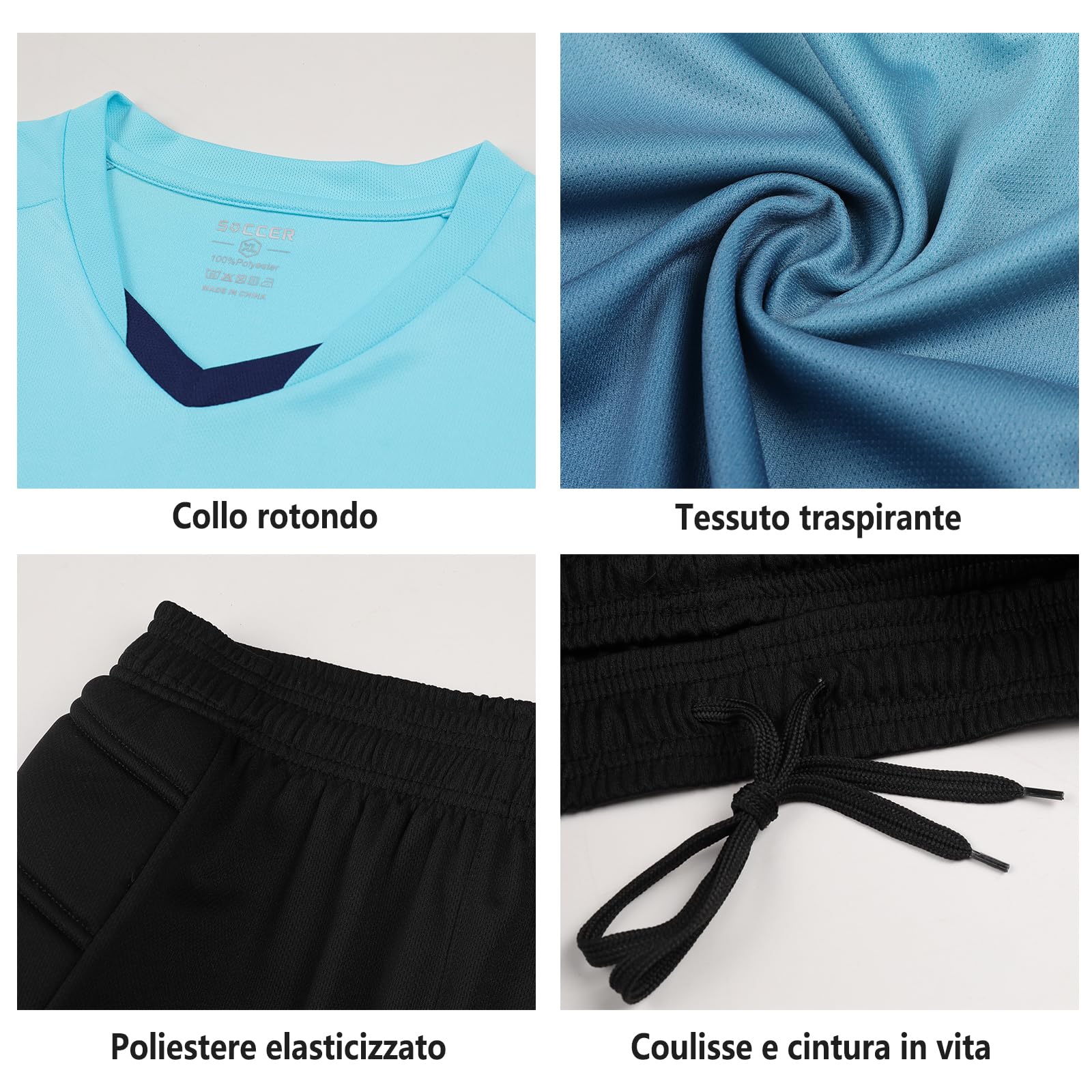 Maglia da Calcio Personalizzata Maniche Lunghe Maglia da Portiere Unisex - Bambini e Ragazzi Set di Maglie da Calcio