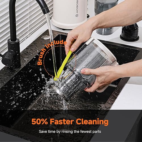 Miniatura 6 de Máquina exprimidora de prensa en frío lenta extractor eléctrico de masticación fácil de limpiar  5.4 pulgadas de canal de alimentación extra grande