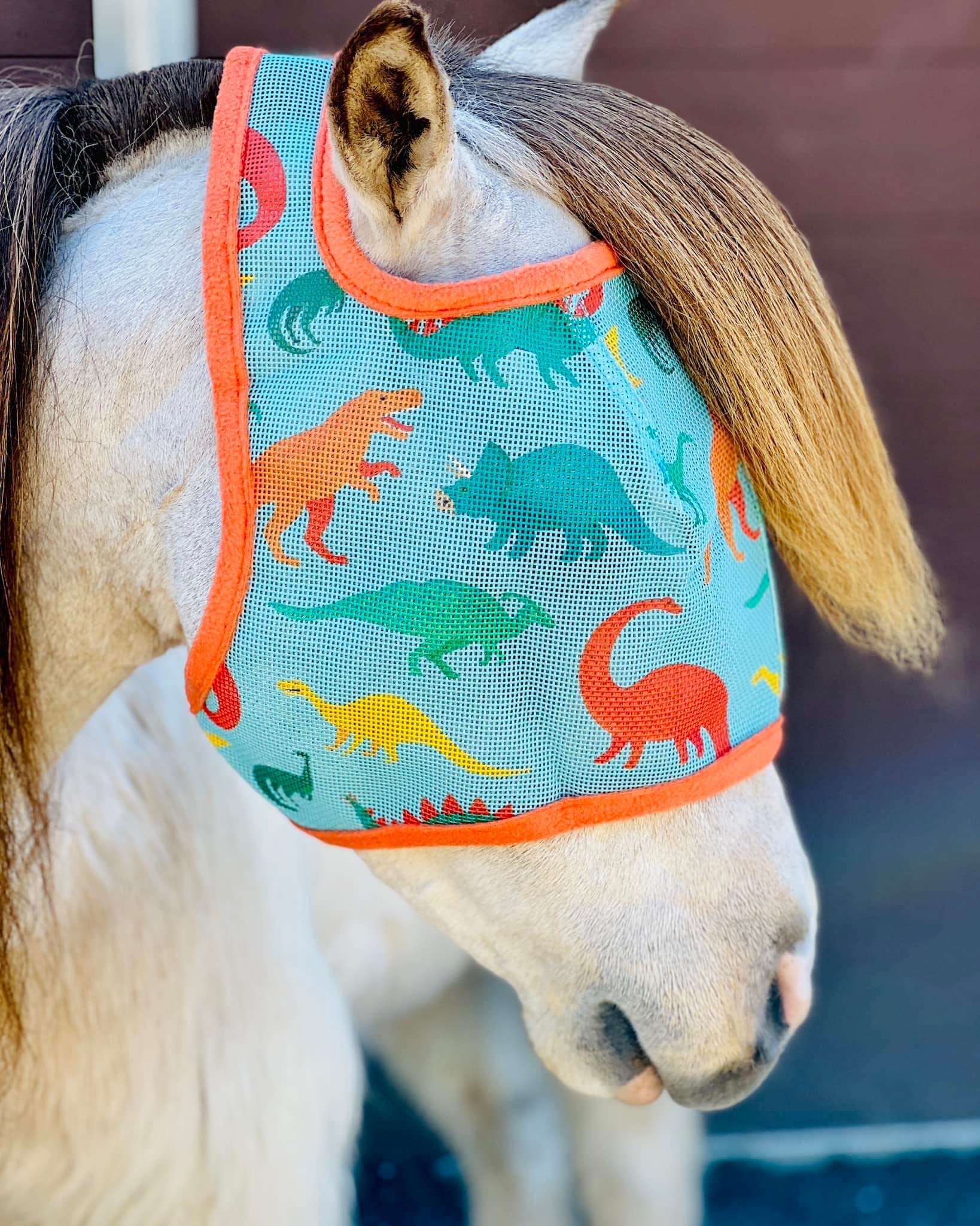 Miniature Horse-Pony No Ear Fly Mask Dinosaurs Small 28-32