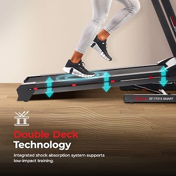 Sunny Health & Fitness Exercise Treadmills Double Deck Sizes and Incline Features with Bluetooth & SunnyFit App