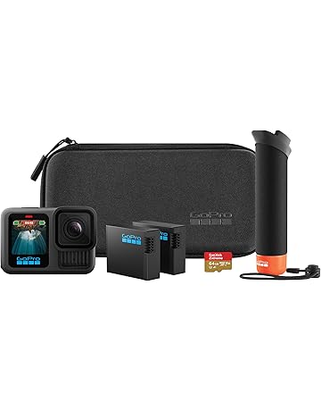 GoPro HERO13 Black Accessory Bundle - Includes The Handler (Floating Hand Grip), 2 Enduro Batteries, 2 Curved Adhesive Mounts, 64GB SanDisk MicroSD Card, Carrying Case, and more