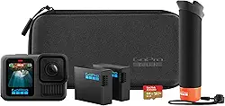 GoPro HERO13 Black Bundle - Kit com Câmera de Ação à Prova d'água 10m, 5.3K60, HLG HDR, 27MP, HyperSmooth 6.0, GPS, Wi-Fi 6 e Acessórios Extras The Handler, Bateria Enduro, Cartão de 64GB e um Estojo