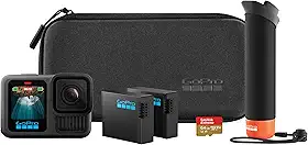 GoPro HERO13 Black Bundle - Kit com Câmera de Ação à Prova d'água 10m, 5.3K60, HLG HDR, 27MP, HyperSmooth 6.0, GPS, Wi-Fi 6 e Acessórios Extras The Handler, Bateria Enduro, Cartão de 64GB e um Estojo