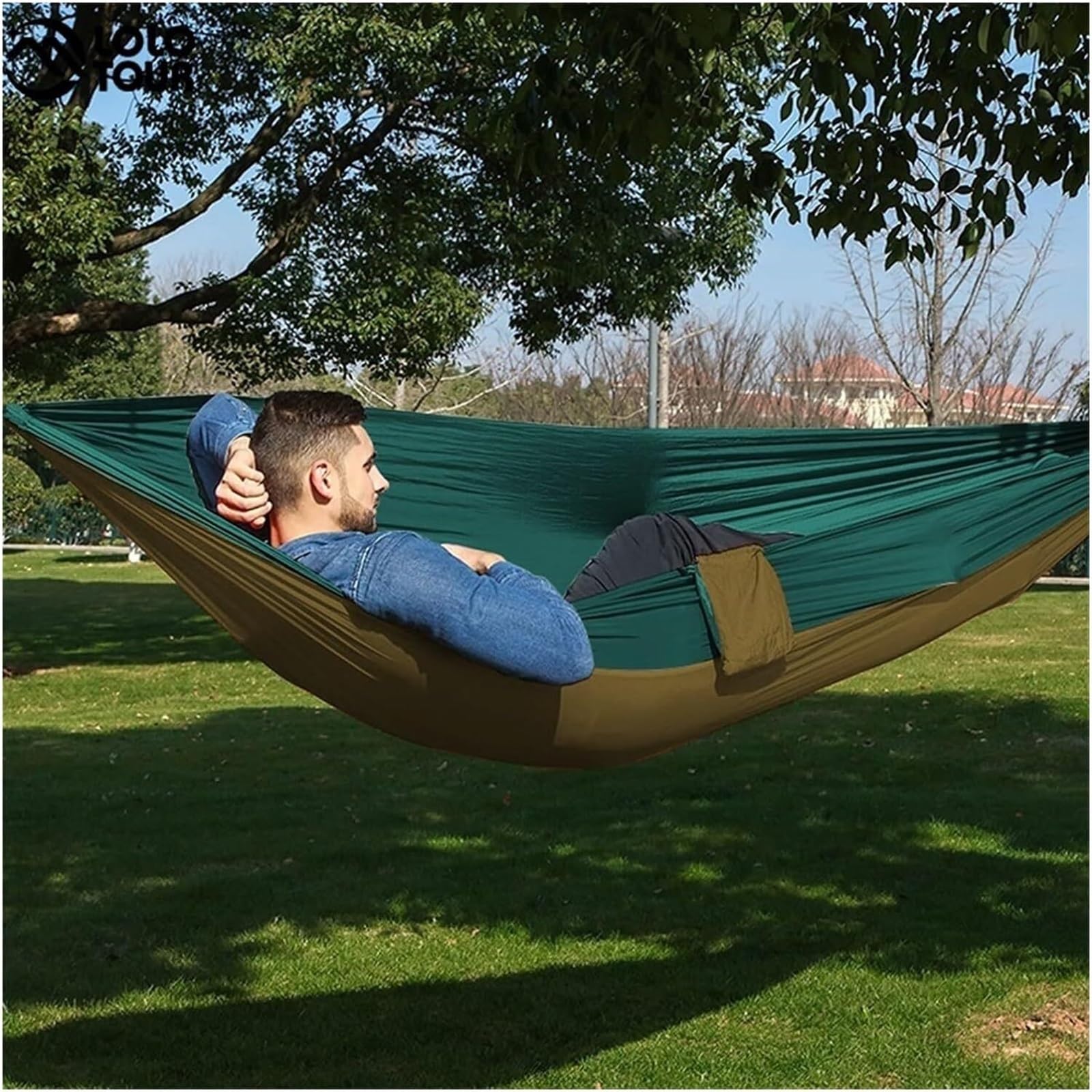 Hamak Ultralekki, Hammock Podwójny Hamak Z Wiszącymi Linami Przenośny 270x140 Cm Na Werandę Przydomową na Kemping, na Zewnątrz