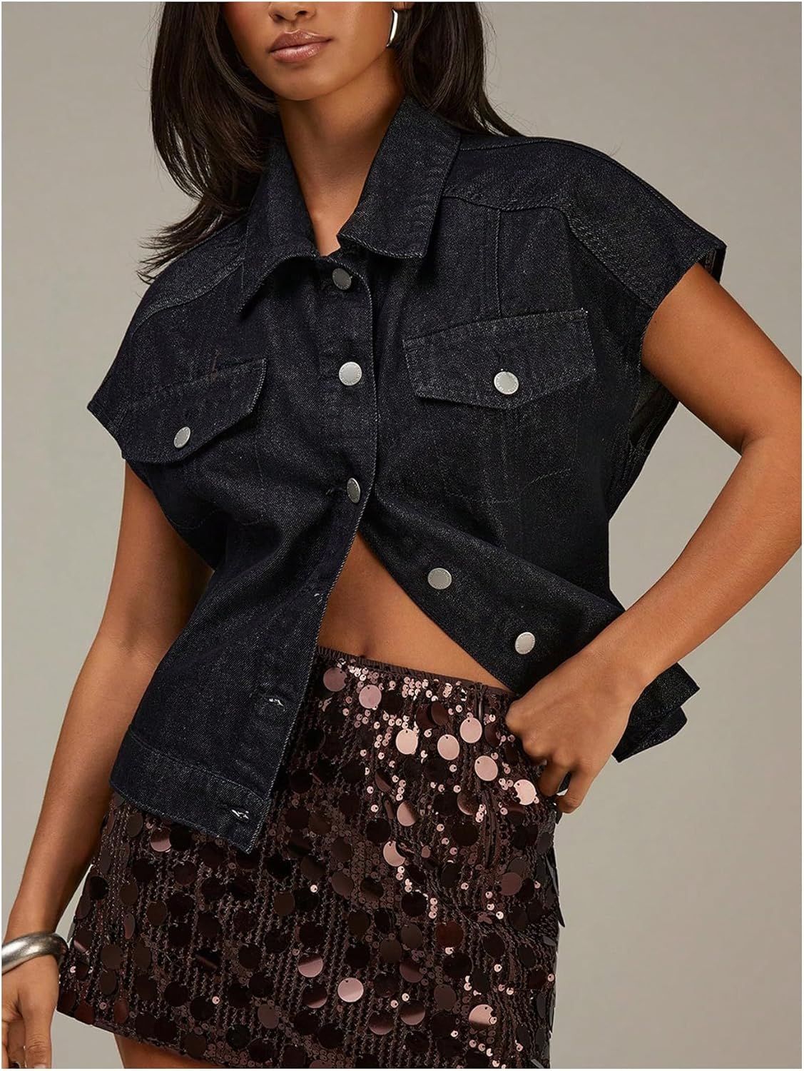 SHENHE Women's Sparkly Sequin Mini Skirt Low Rise Bodycon Glitter Party Rave Clubwear Skirt - Image 4