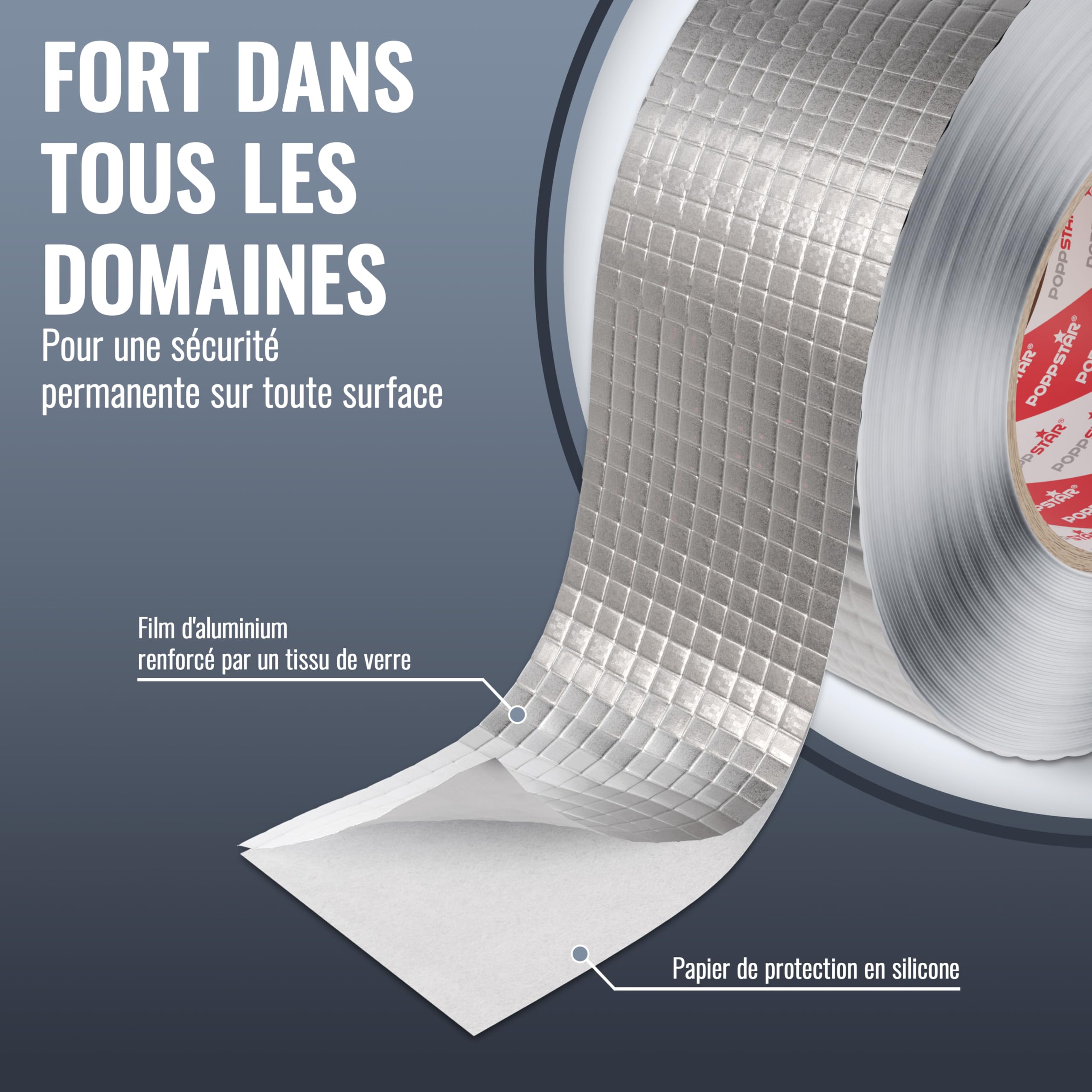 Ruban Adhésif Aluminium Renforcé par Fibre de Verre 50m x 48mm pour Isolation Tuyauteries