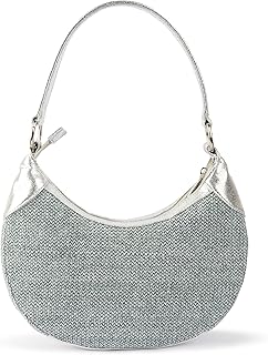 شنطة كريسنت من الخيش بوو لون فضي الغربي للنساء