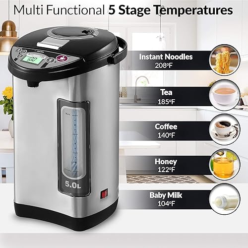 Miniatura 2 de Calentador digital de hervidor de agua, pantalla de temperatura Fahrenheit, bomba manual Shabat, bloqueo a prueba de niños, opción de temperatura