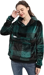 LINYUCHEN Cat Pouch Hoodie Large Pet Pouch Sweatshirt Puppy Kitten Holder Carrier Pullover Tops for Women Green
