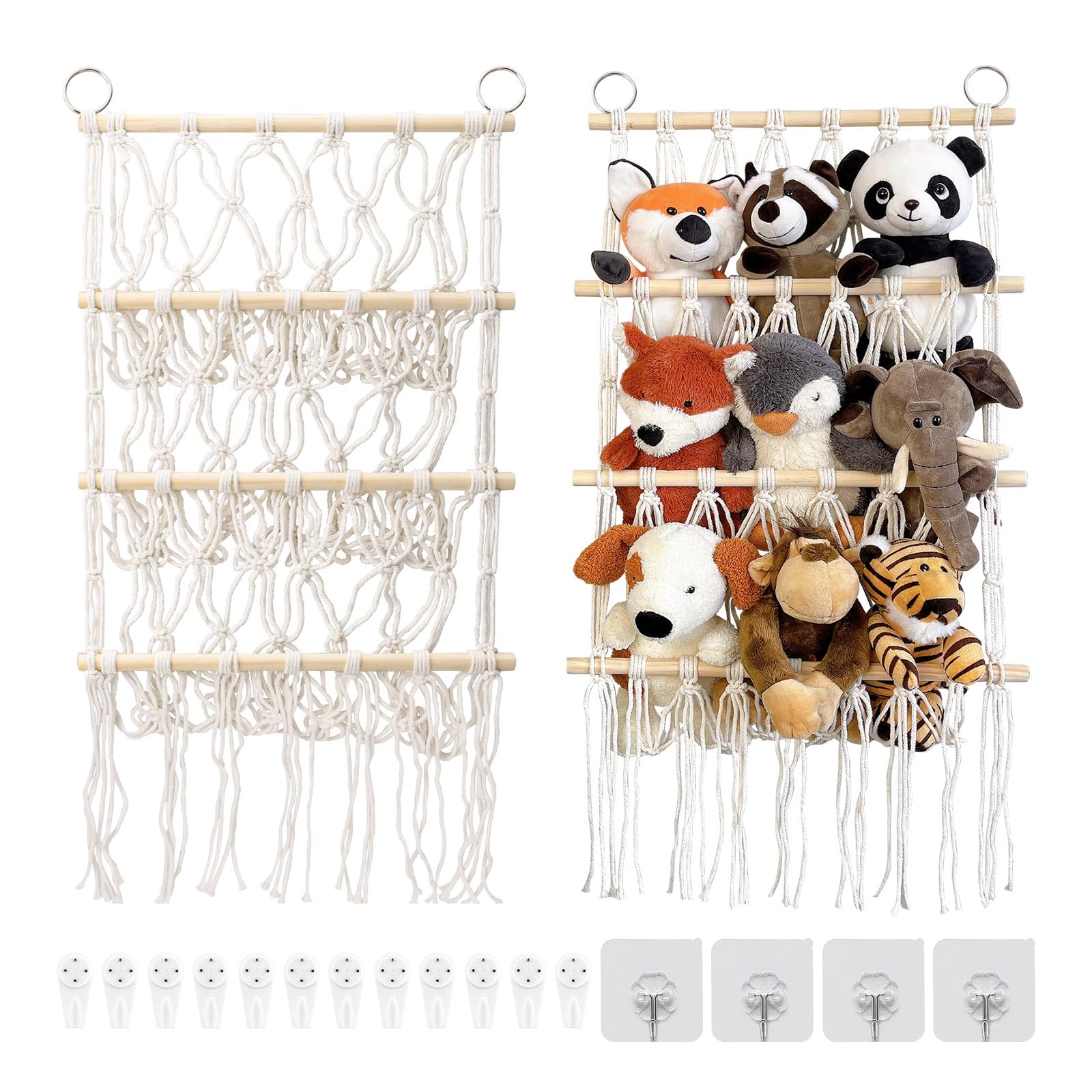 Filet de rangement suspendre contre le désordre des peluches et jouets