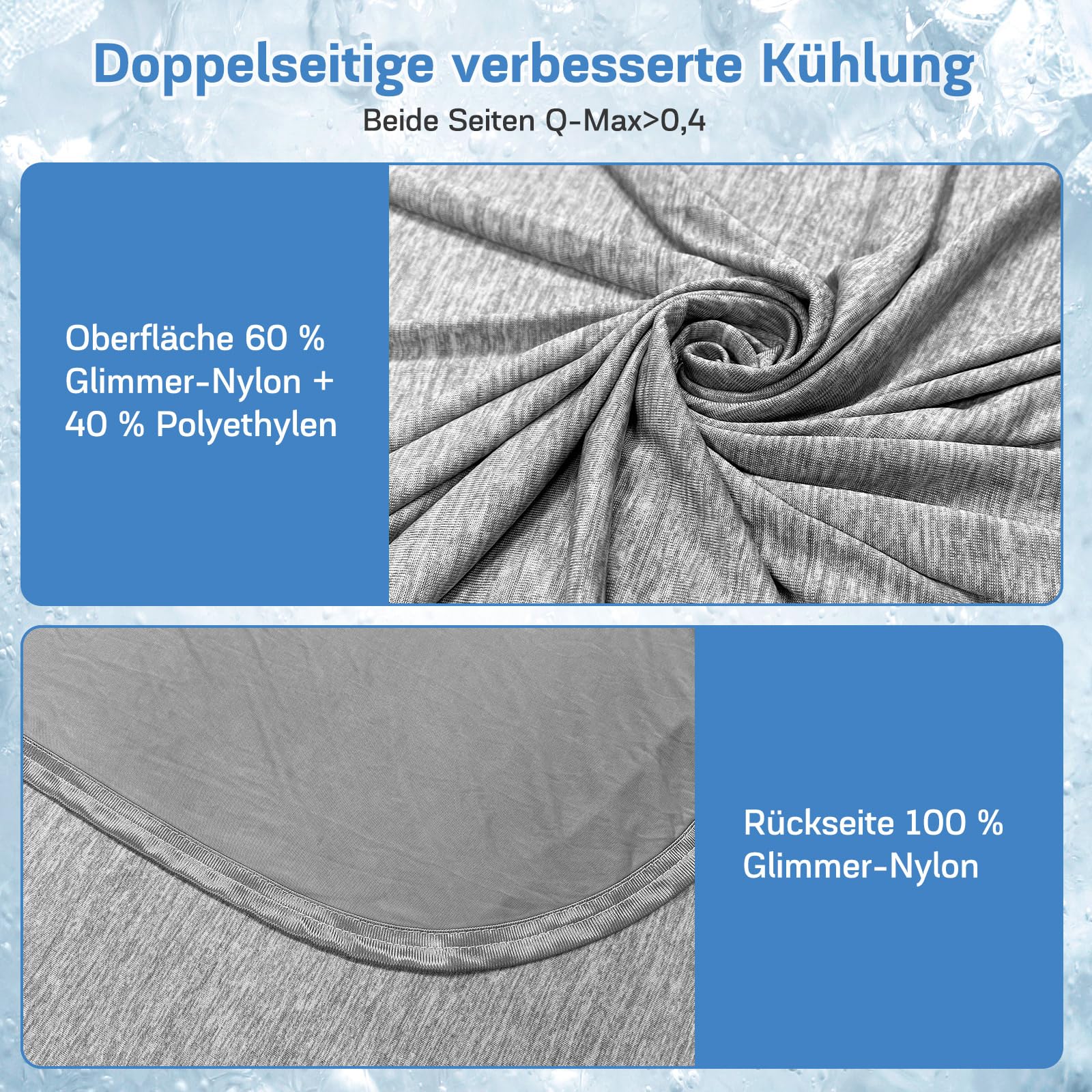 SIVQIKE Kühldecke 150x200cm Arc-Chill Technologie Q-Max >0.45 2-in-1 Doppelseitig Atmungsaktiv Kühlend