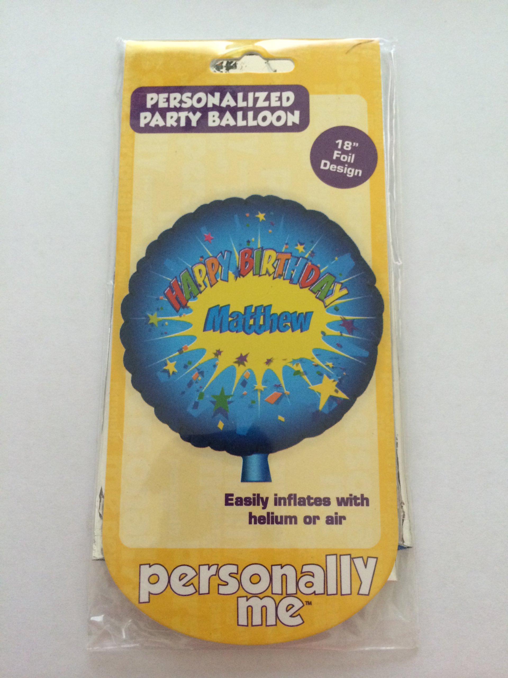 Personalized Mylar Balloon 18" Foil Design HAPPY BIRTHDAY Matthew
