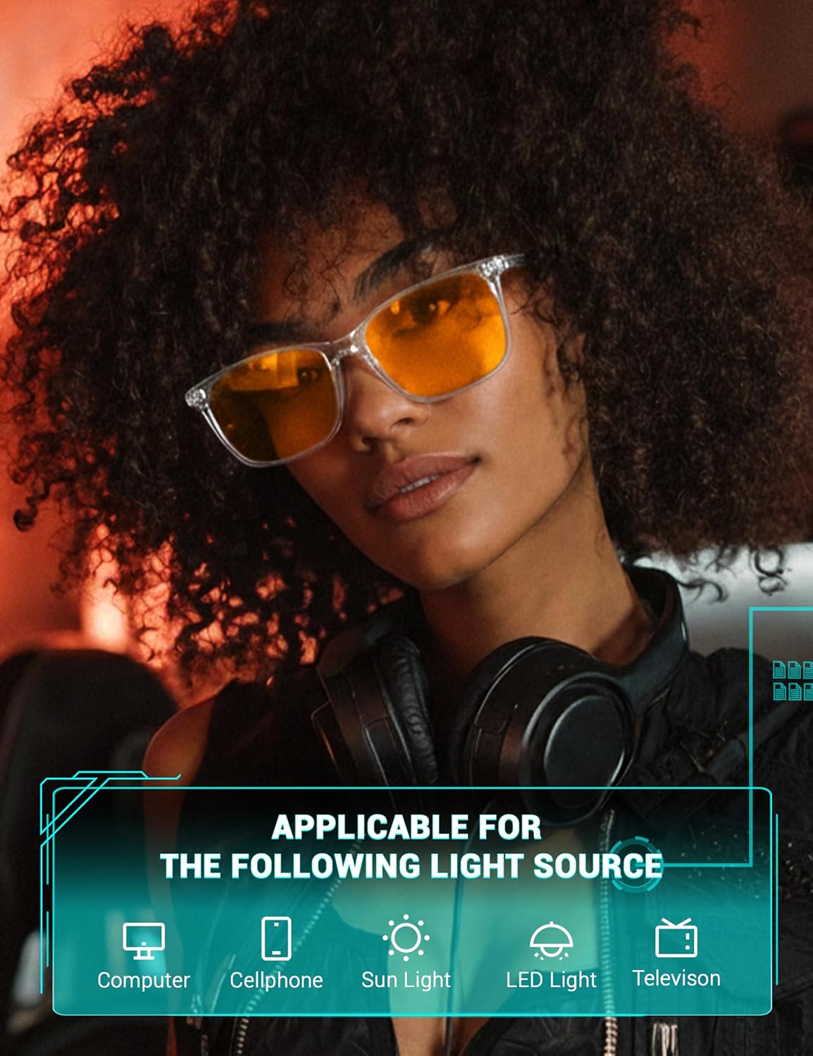 TIJN Blue Light Blocking Glasses for Men Women - Dual AR Coatings Amber Lens for Computer Gaming - Screen Fatigue & UV Protection - 2 Pack - Image 8