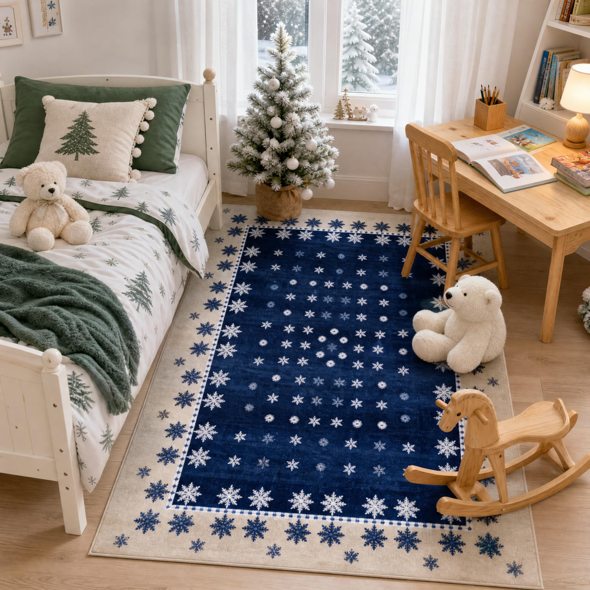 FairyStyle Weihnachts Teppich Blau, 120 x 170 cm für Wohnzimmerteppich
