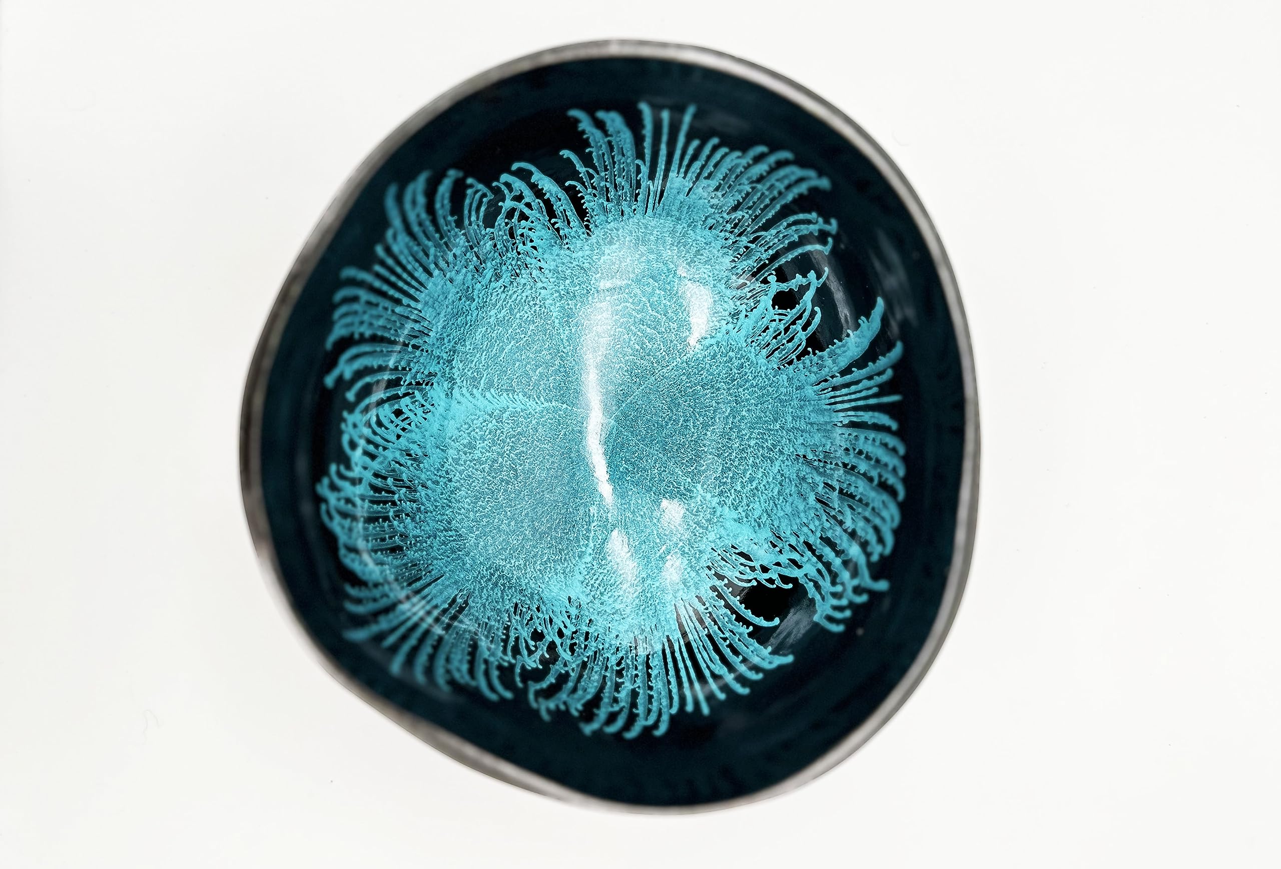 Love CocoMedium Blue Coconut Bowl, Organic Coconut Bowl for Smoothies, Cereal, Salad & Decorative Purposes, with Food-Safe Lacquer Inside