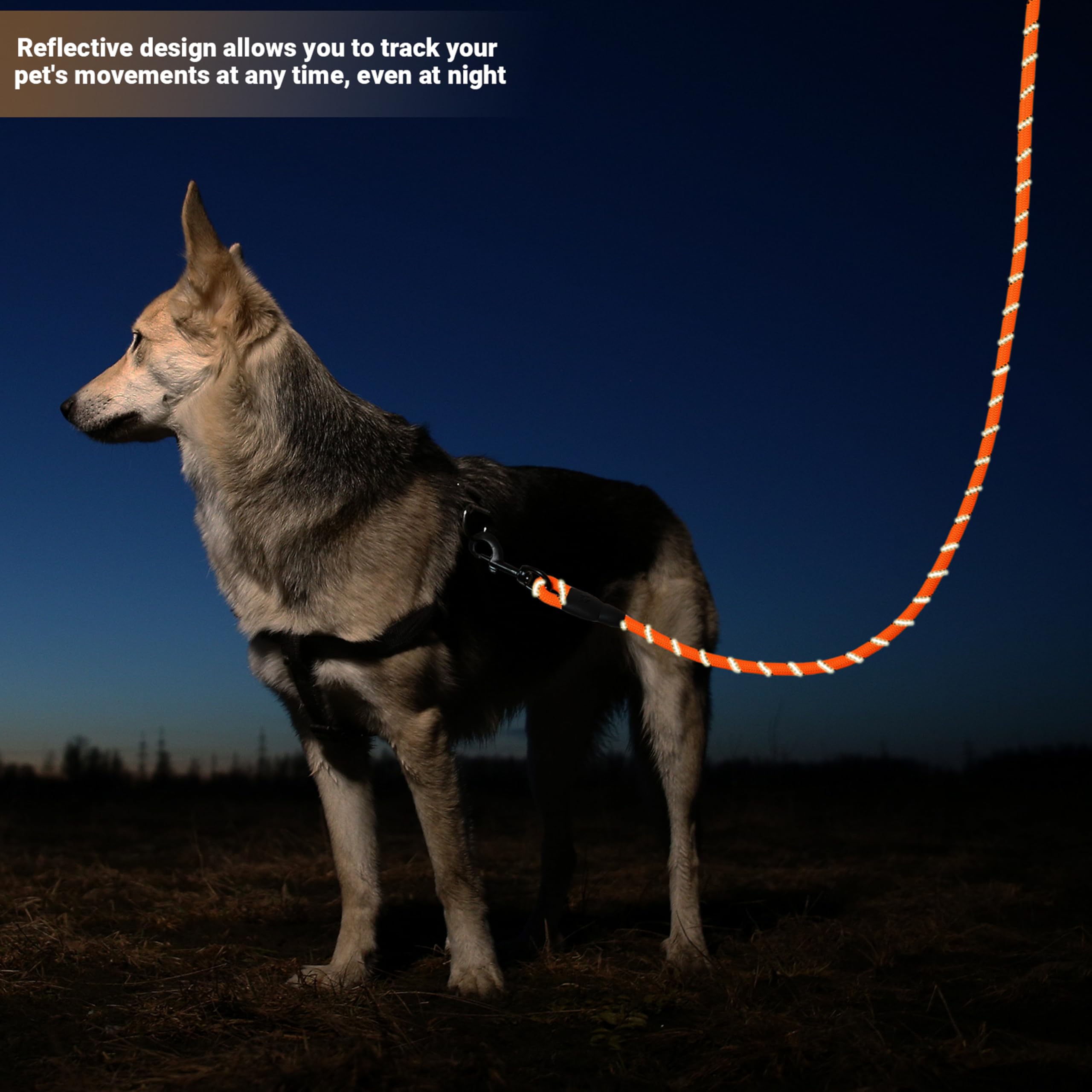 Cable de amarre para perro, resistente con 3 ganchos giratorios para entrenamiento de patio, campamento al aire libre, correa larga reflectante para perros pequeños, medianos y grandes