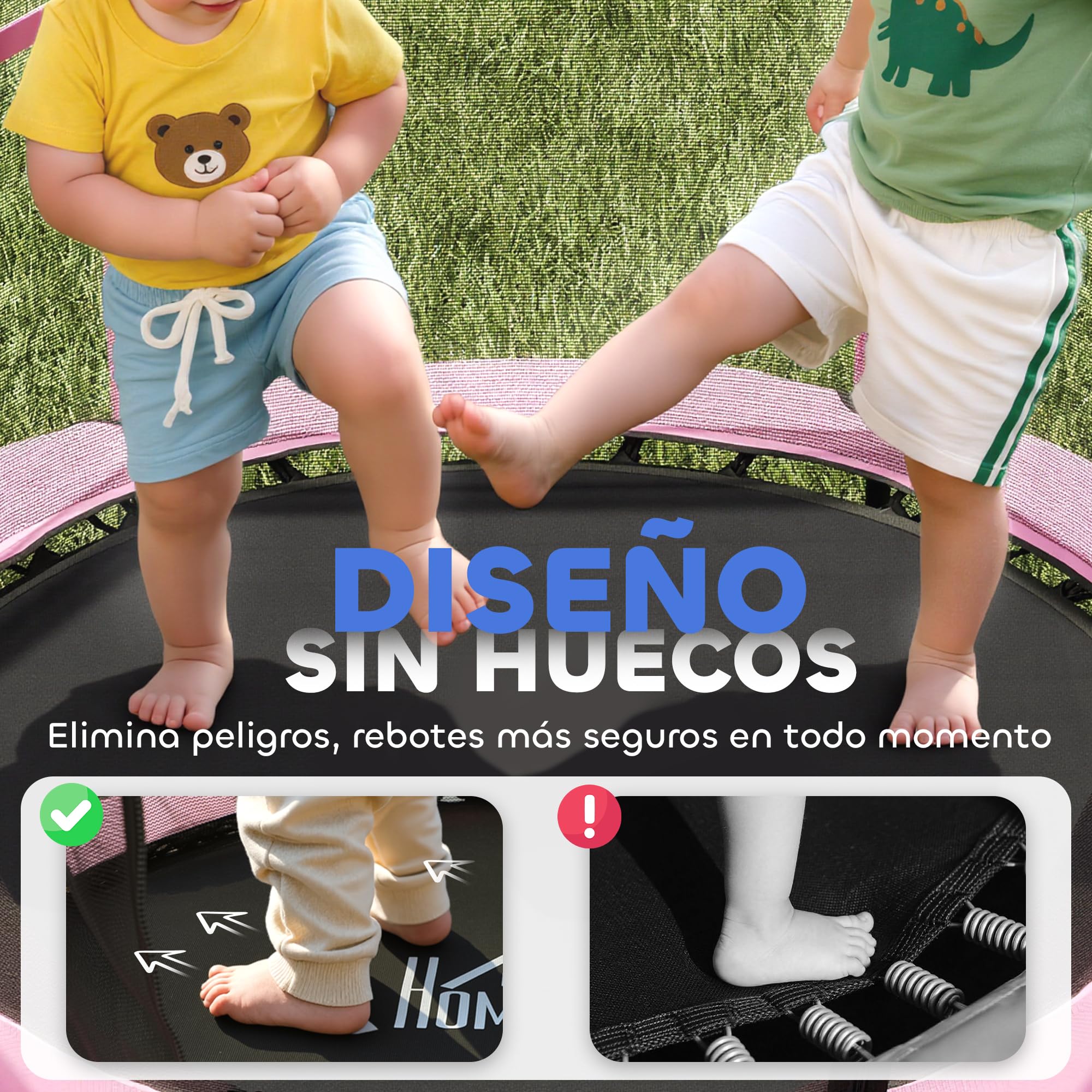 HOMCOM Cama Elástica Infantil Ø140 cm, Trampolín para Niños de 3-10 Años con Red de Seguridad y Marco de Acero, Carga 50 kg, para Interior y Exterior