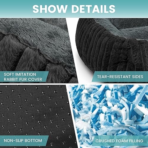 Miniatura 5 de Camas para perros medianos de 32 x 24 pulgadas, cama ortopédica para perros con espuma viscoelástica triturada transpirable, cama de piel sintética