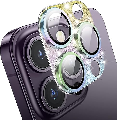Mansoorr 2 en 1 para iPhone 14 ProiPhone 14 Pro Max protector de lente de cámara anillo de metal protector completo  protector de pantalla de cámara