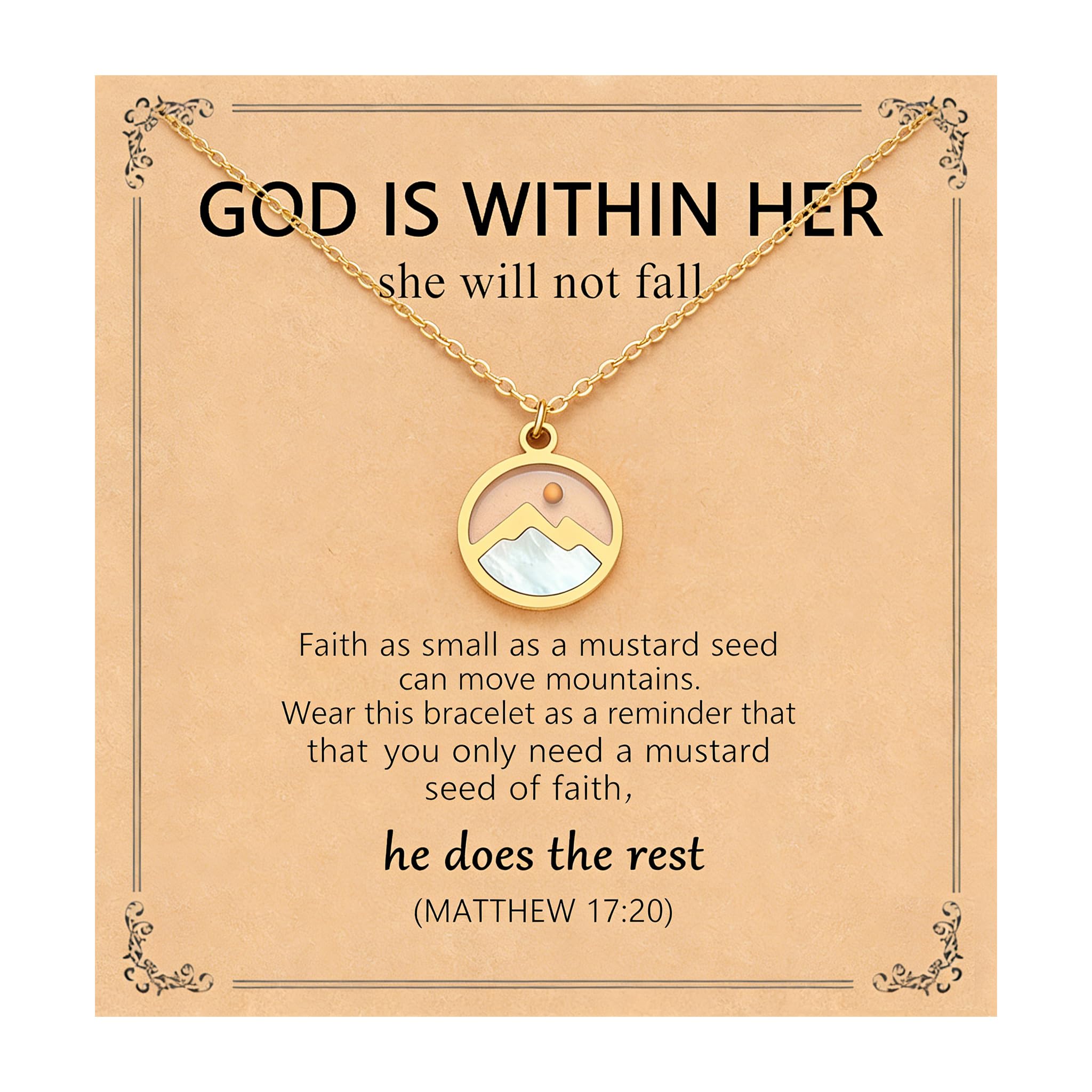 Mustard Seed Necklace Jewelry for Women Girls, Gold