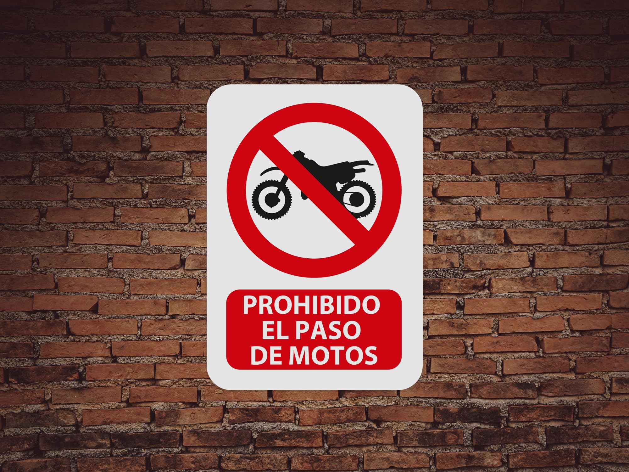 Pack 10 Señales de Prohibido el Paso de Motos | Medida 14,85x21cm | Señaletica en Material PVC 3 mm | Duradera y Económica
