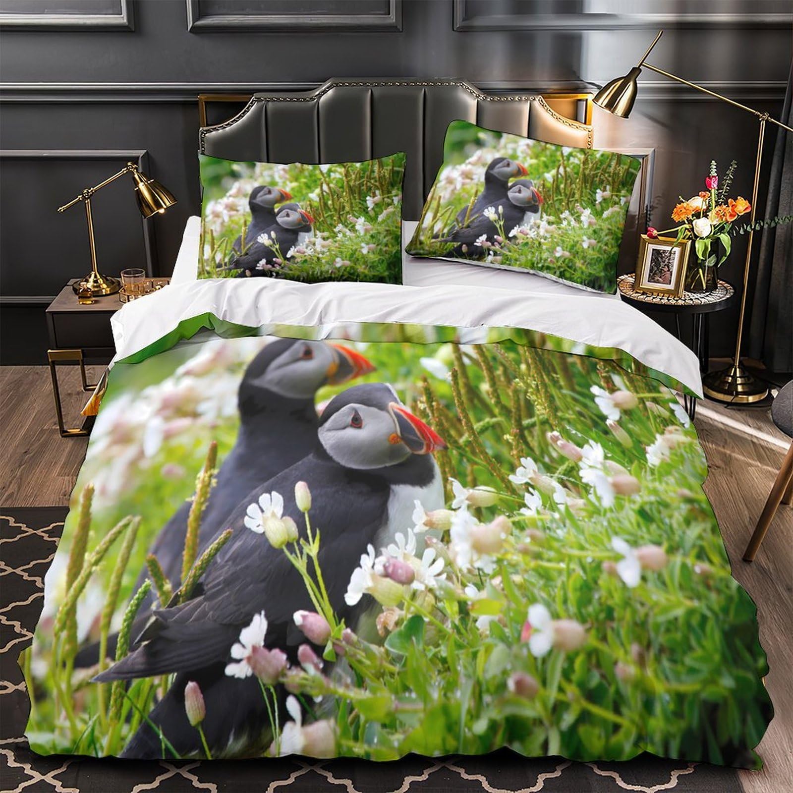 Parure de lit caniche anti-acarien et housse de couette zippée lit King