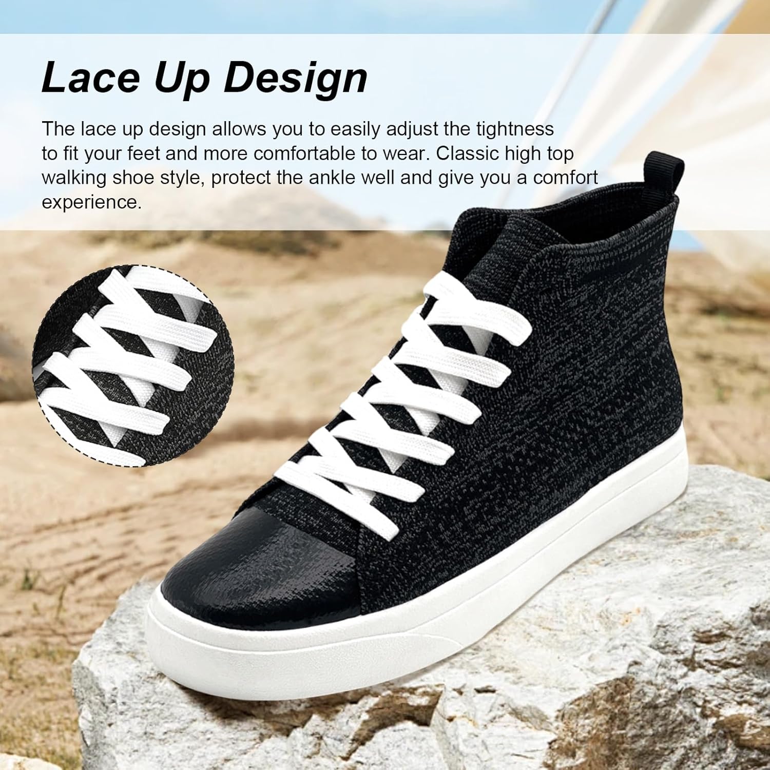 Women's Men’s Fashion Sneakers High Top Lace Up Shoes for Women Men Breathable Flying Woven Mesh Sneakers Casual Outdoor Sport Running Walking Shoes - Image 6