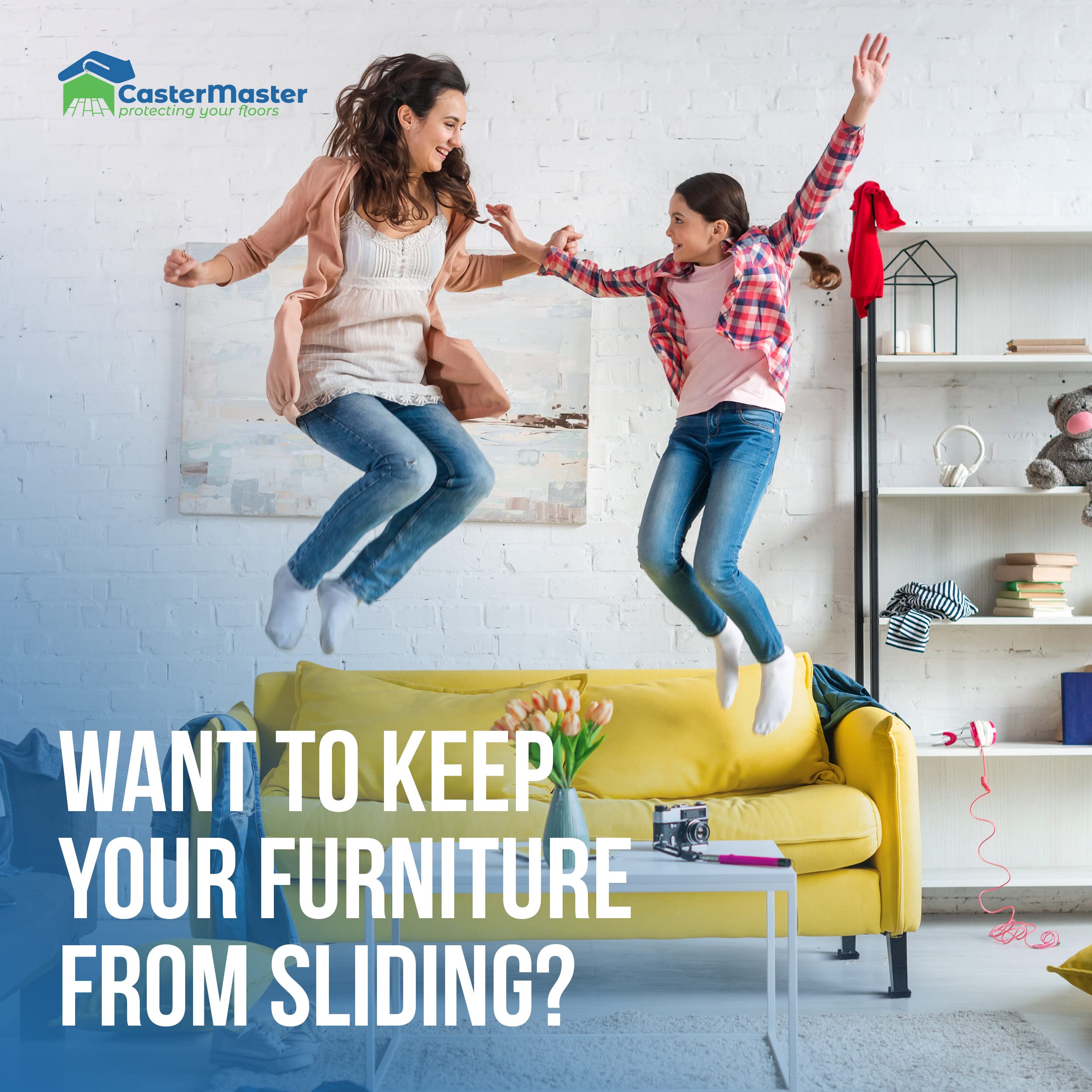 CasterMaster 3X3 Square Rubber Furniture Caster Cups with AntiSliding