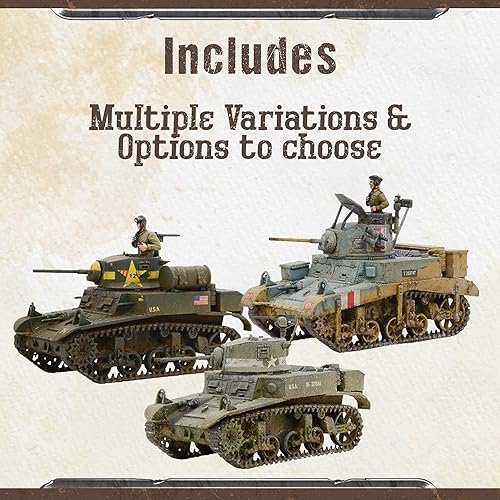Miniatura 3 de Wargames Delivered Bolt Action - M3 Stuart Tank, US Tank, miniaturas de la Segunda Guerra Mundial, escala de 1.102 in, kit de modelo de tanque del