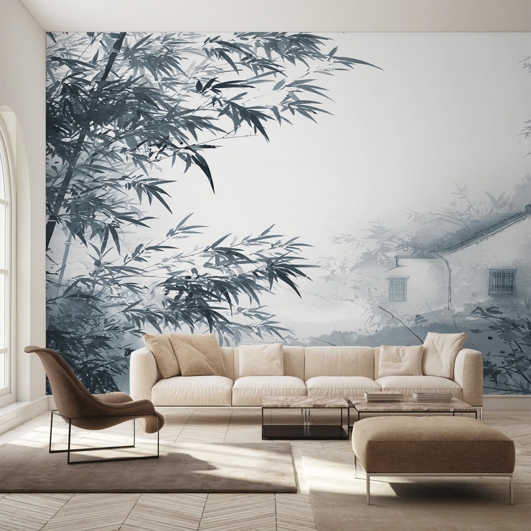 Papier peint panoramique pour habiller un grand mur vide et rénover facilement un salon