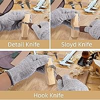 Vista 4 de Juego de cuchillos de tallado de madera de nogal con detalle de cuchillo de madera, cuchillo de gancho para principiantes, herramientas de tallado