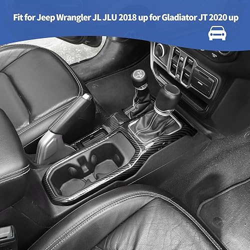 Miniatura 4 de RT-TCZ Para Jeep JL Consola de fibra de carbono Cambio de engranajes 4WD Panel Trim Cubierta para Jeep Wrangler JL JLU 2018 para Gladiator JT 2020