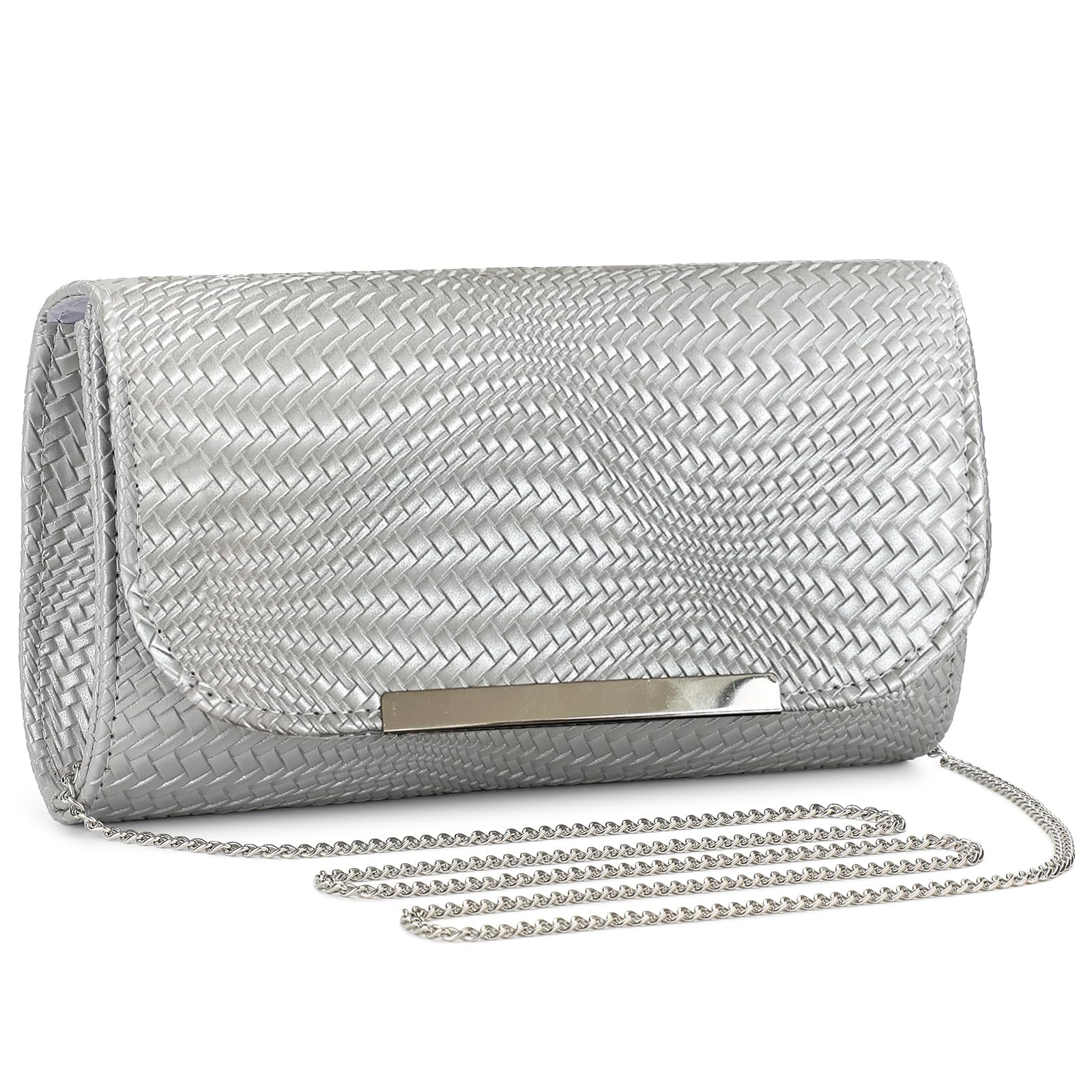 BAIGIO Clutch damska torebka wieczorowa ze skóry PU, elegancka torebka dla panny młodej, torebka na łańcuszek, na wesele, mała torba na ramię
