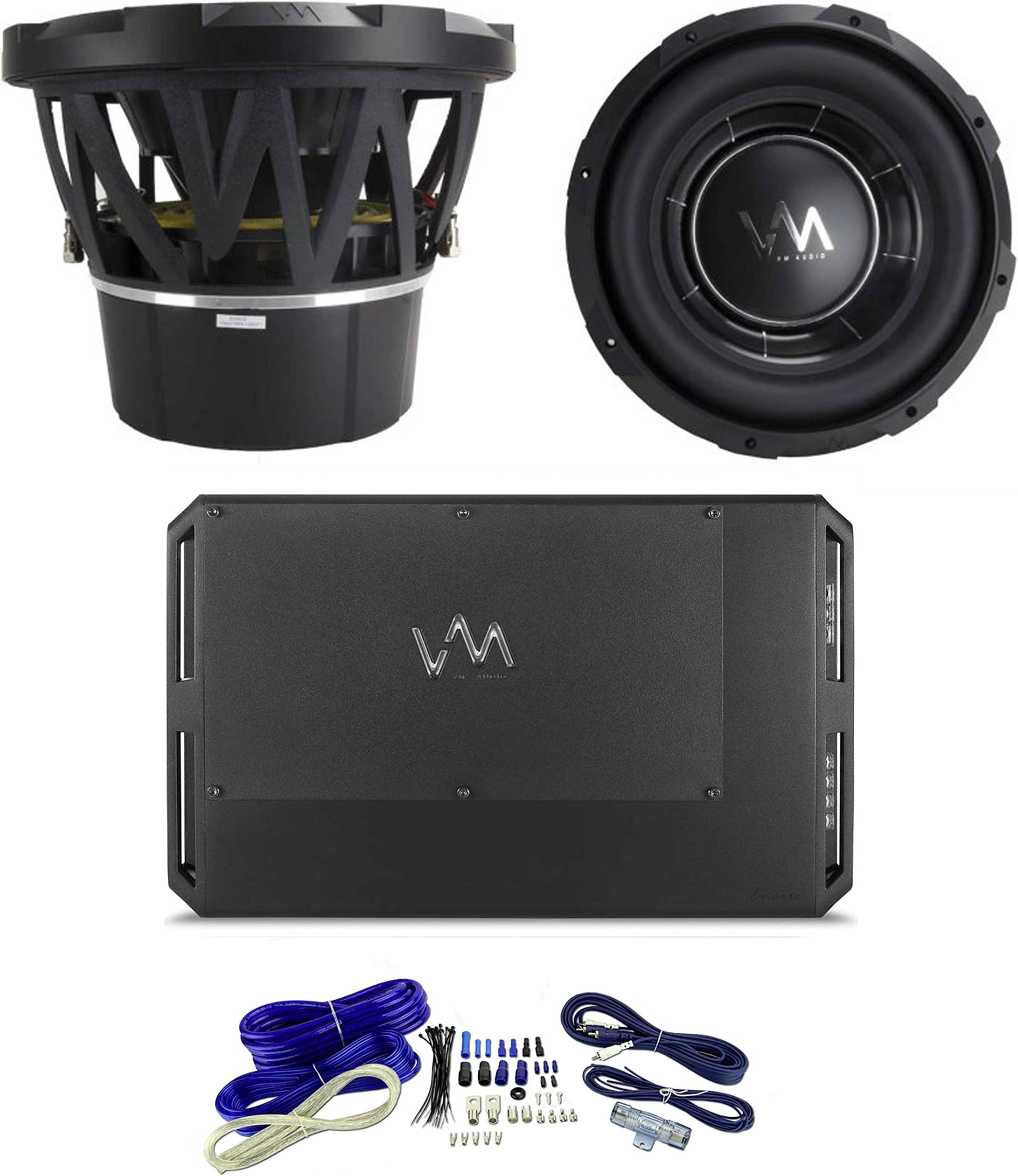 2) VM Audio ECW120 Encore 12" Subwoofers + ECD2500.1 Monoblock Amp + Wiring Kit