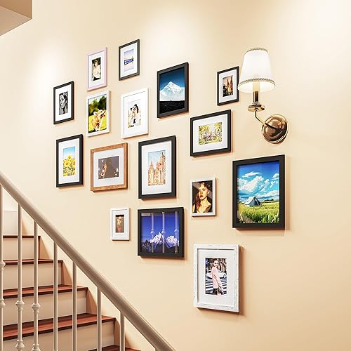 Miniatura 9 de Picrit - Juego de 12 portarretratos de 5 x 7 pulgadas para colgar en la pared o exhibir sobre una mesa, para fotos de 4 x 6 con paspartú o 5 x 7