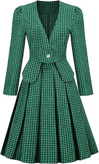 Estilo Palacio Retro Estilo clásico Cintura Adelgazante Temperamento Elegante Falda Casual de Moda-Traje Verde-S
