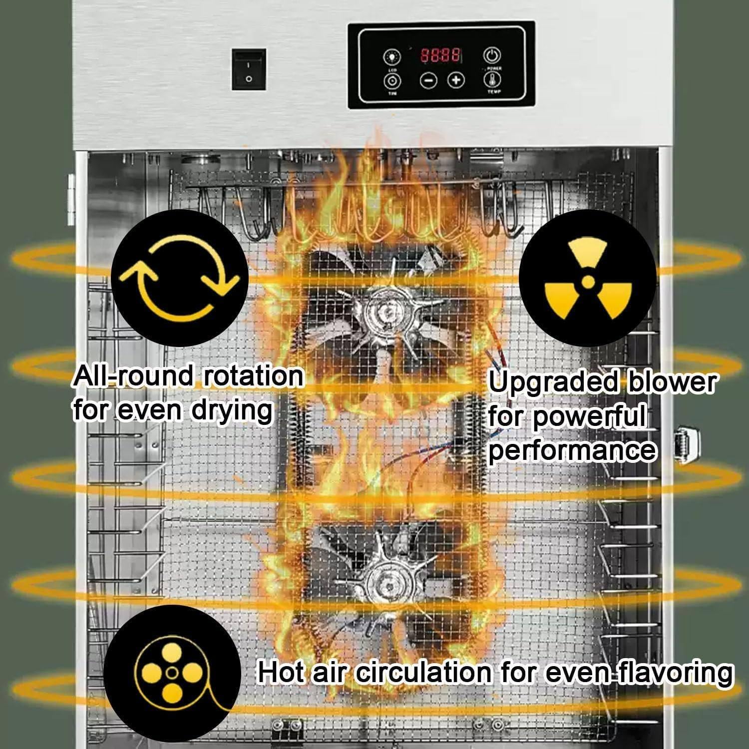 Essiccatore per alimenti per carne secca, essiccatore per alimenti in scatola di biltong in acciaio inossidabile, essiccatore per alimenti, con controllo della temperatura di 30-90°C,15KG/time