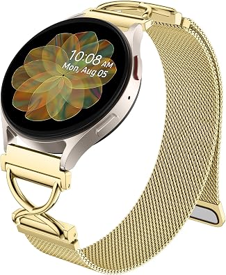 JKD Metal Bands Compatible with Galaxy Watch 7 6 5 4 Band 40mm 44mm, 20mm Watch Band X-Shape Stainless Steel Magnetic Mesh Loop Strap for Samsung Watch 4 6 Classic/Active 2/Watch 5 Pro Bands Women Men
