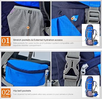 MOUNTAINTOP 80L Waterproof Mountaineering Hiking Rucksack Unisex