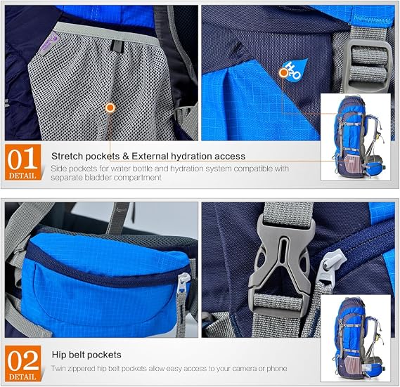 MOUNTAINTOP 80L Waterproof Mountaineering Hiking Rucksack Unisex