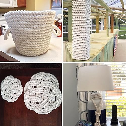 Miniatura 7 de Cuerda de algodón natural (12 pulgada x 100 pies), cuerda de algodón blanco suave para manualidades, hamaca, colgadores de plantas, decoración del