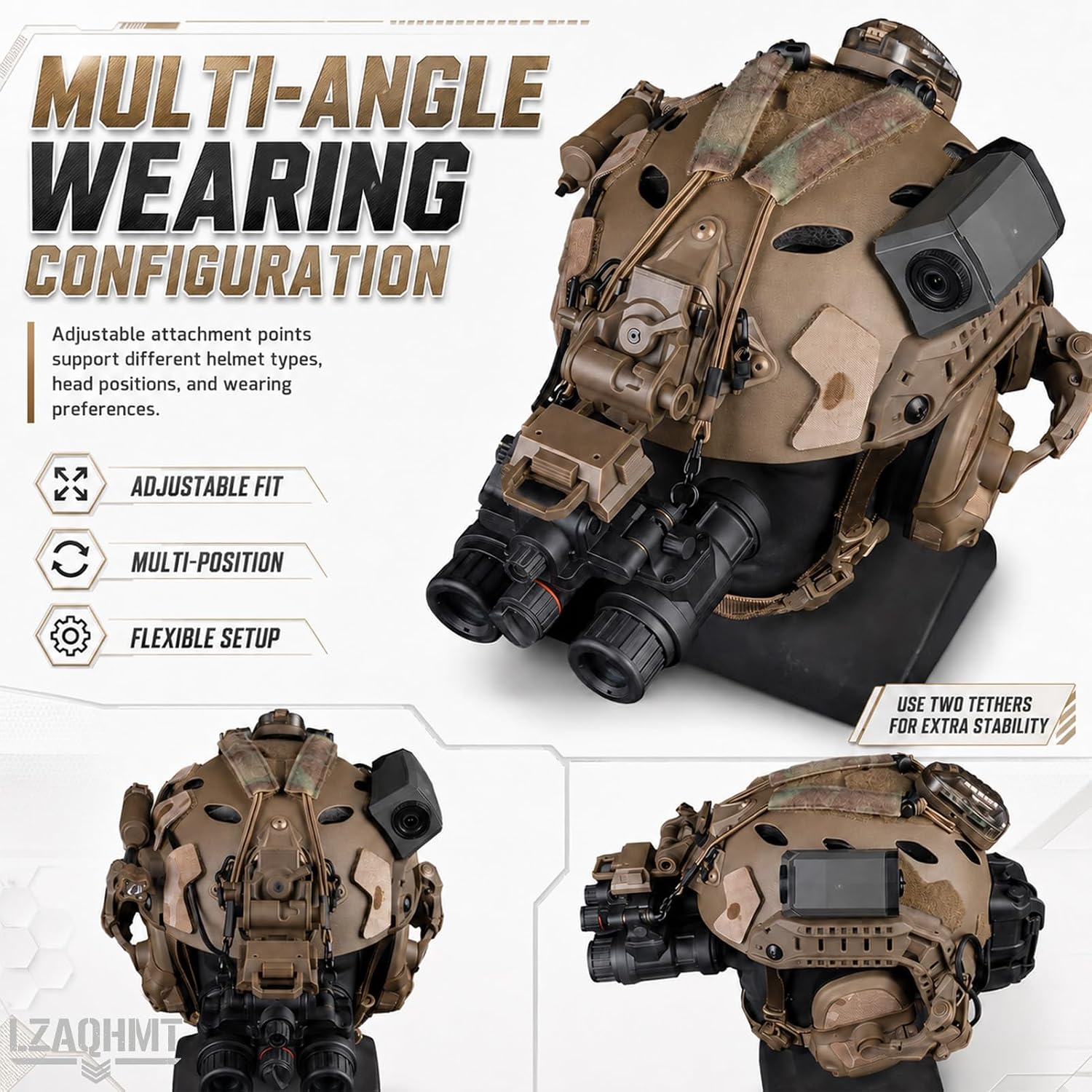 2PCS Tactical Night Vision NVG Lanyard Elastic Retention Bungee Cord for Pvs7 Pvs14 Pvs31 Helmet Mounted Night Vision Devices