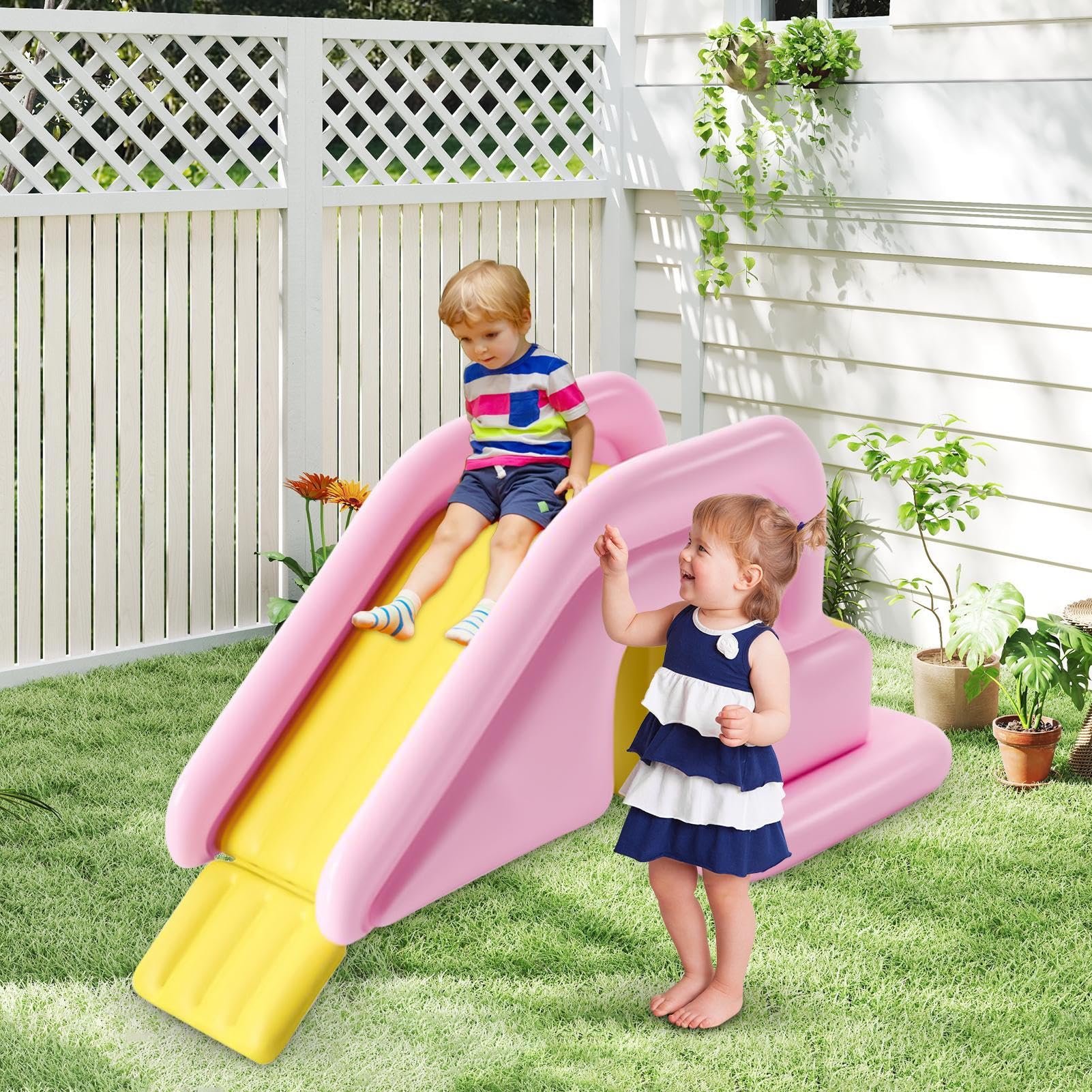 Toboggan Gonflable Aquatique pour Adapté aux Piscines Hors Sol - Parc Aquatique Extérieur Glissades Anti-Basculement | Toboggans Gonflables pour Sol Et Piscines Enterrées