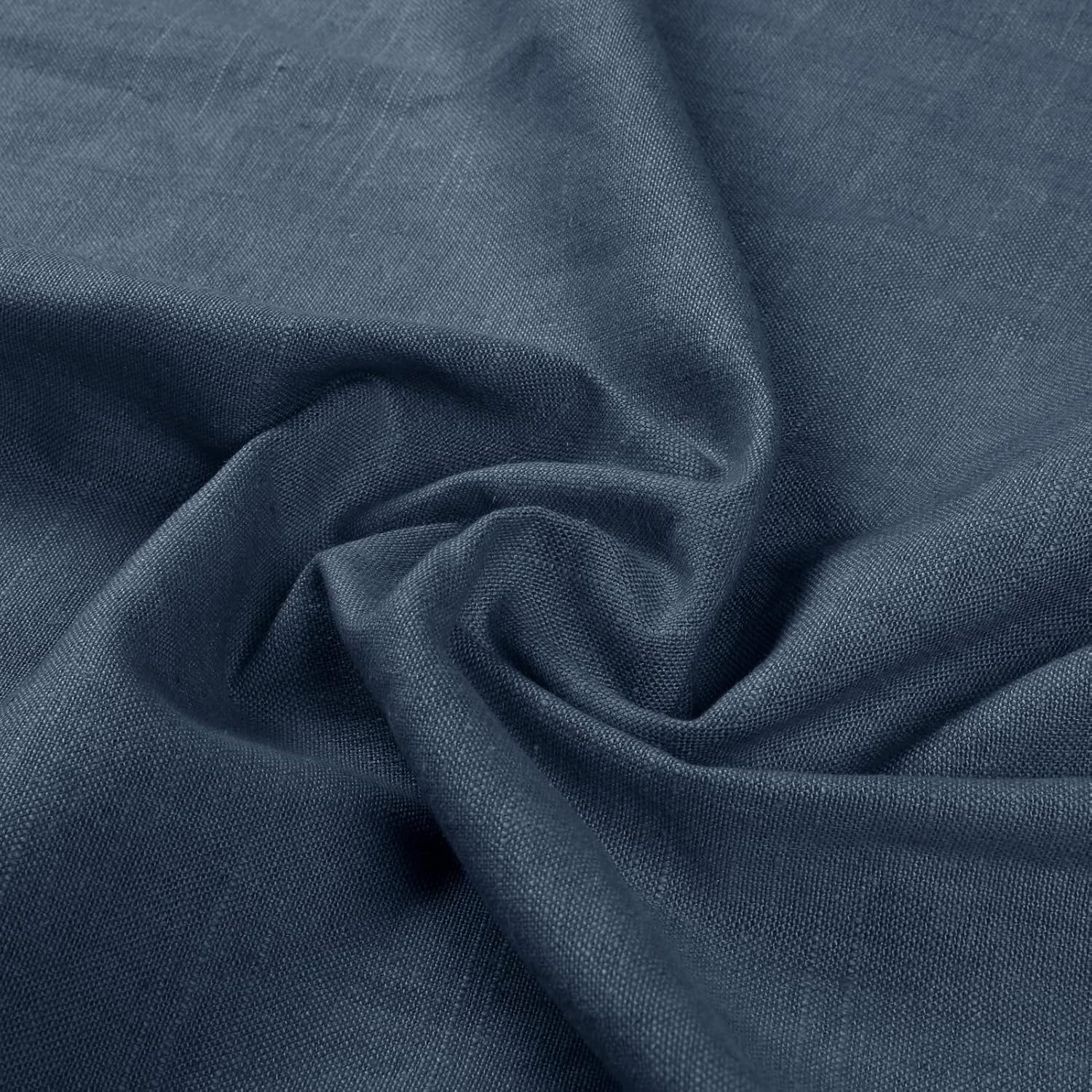 TWOPAGES Linen Cotton Blend Curtain 90 Inches Long Window Treatment Pinch Pleat Heavyweight Drape for Living Room Bedroom Light Filtering Curtain (Deep Blue, 40W x 90L Inches, 1 Panel)