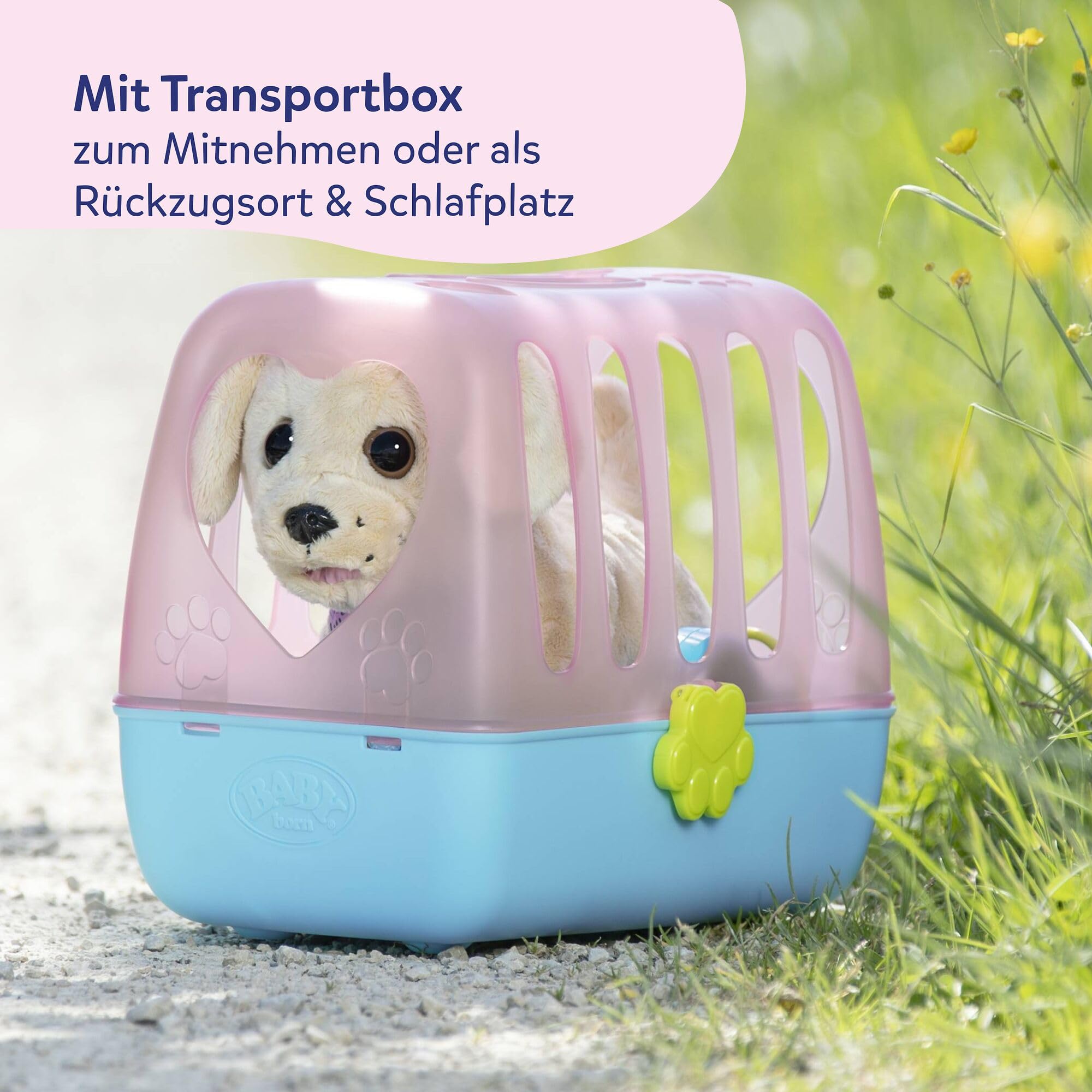 BABY Born Mein Hund Lucky mit Transportbox | 5 Funktionen, Transportbox, Batterien erforderlich