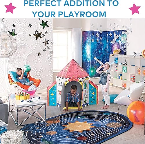 Miniatura 5 de Fun Express Casa de juegos de cartón, cohete de juguete para niños, 5 pies, colorea tu propia nave espacial para jugar en interiores, casa de cartón