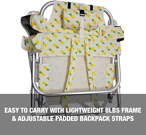 Vista 100 de Bliss Hammocks BBC-350-BF Silla de playa plegable, 5 posiciones reclinables, bolsa enfriadora desmontable, flor azul