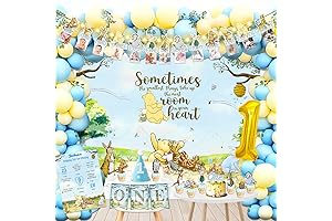 Classic Winnie the Pooh 1st Birthday Decorations Boy - 117 Count