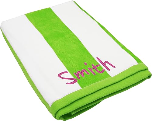 Miniatura 10 de Toalla de playa cabaña a rayas personalizada de alta calidad, 35 x 60 pulgadas, toallas de piscina con monograma, bordadas a medida con cualquier